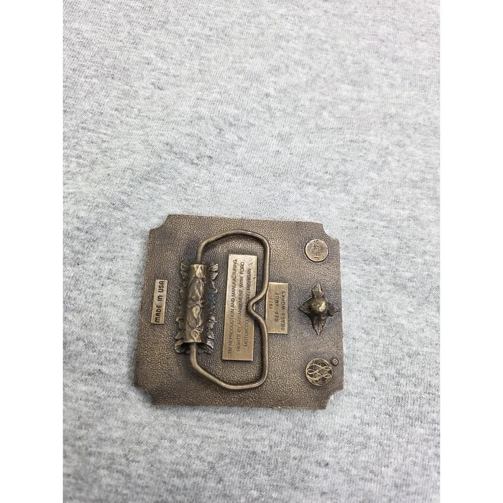 Vintage 1977 Ford Model T Solid Brass Bergamot Brass Works Belt Buckle Heavy